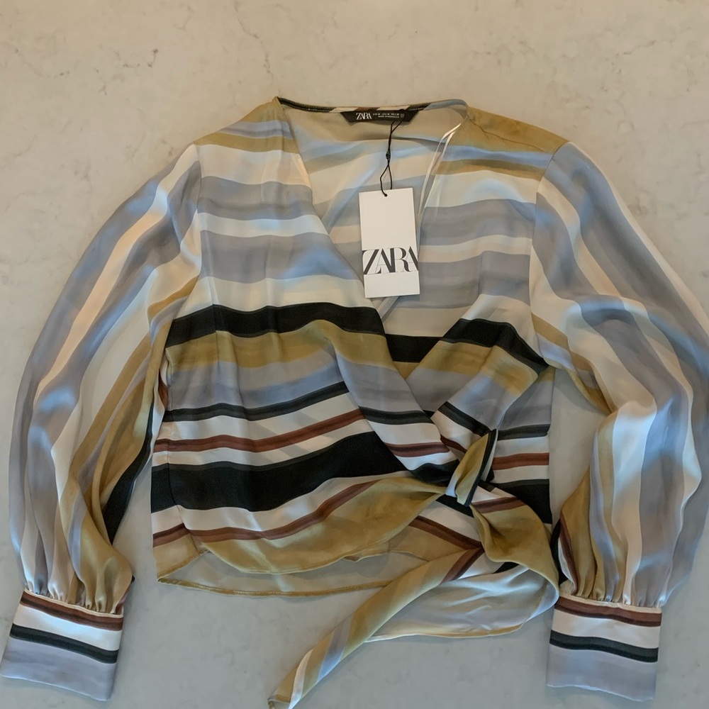 Zara Satin Effect Wrap Top